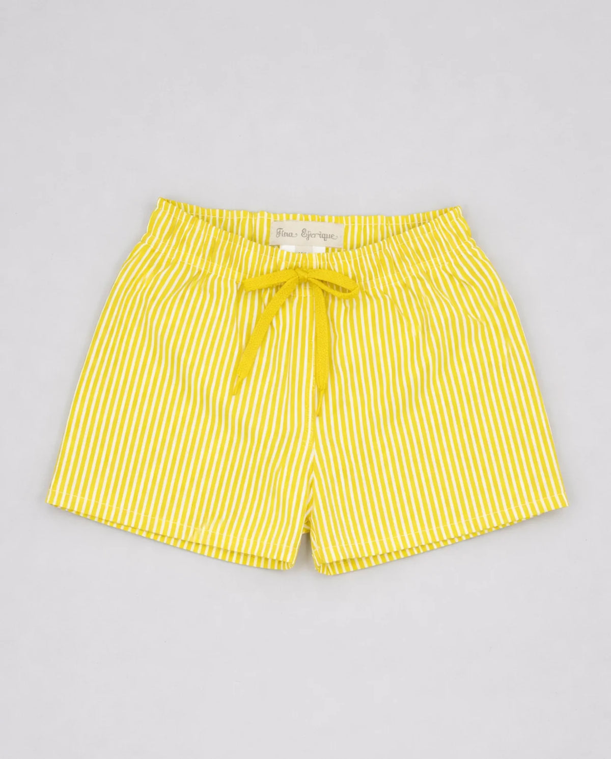 Pantaloneta de rayas amarillo con bolsillo