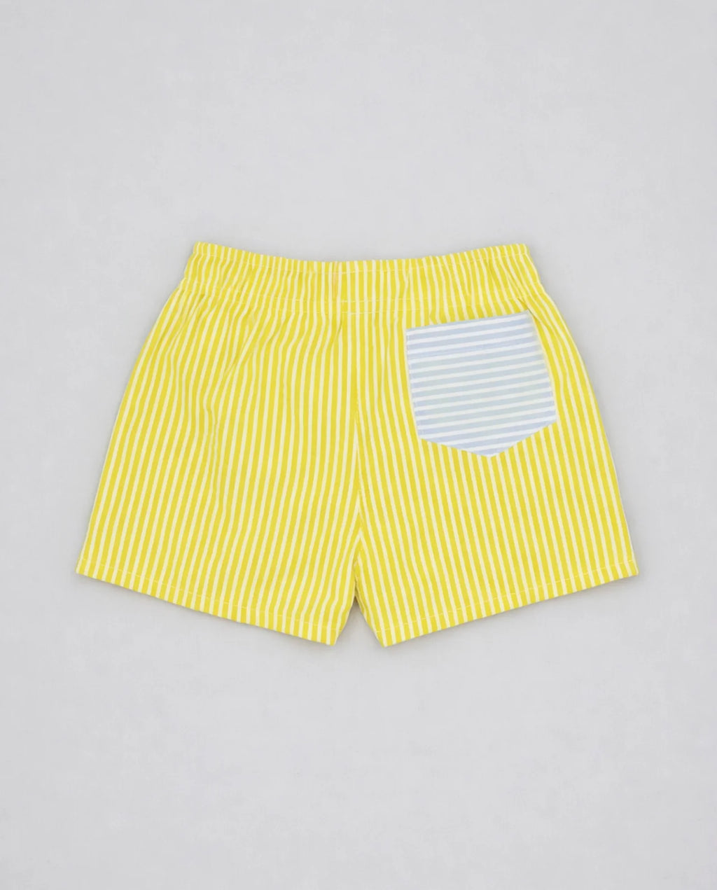 Pantaloneta de rayas amarillo con bolsillo