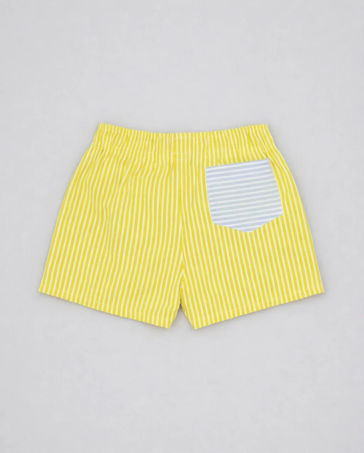 Pantaloneta de rayas amarillo con bolsillo