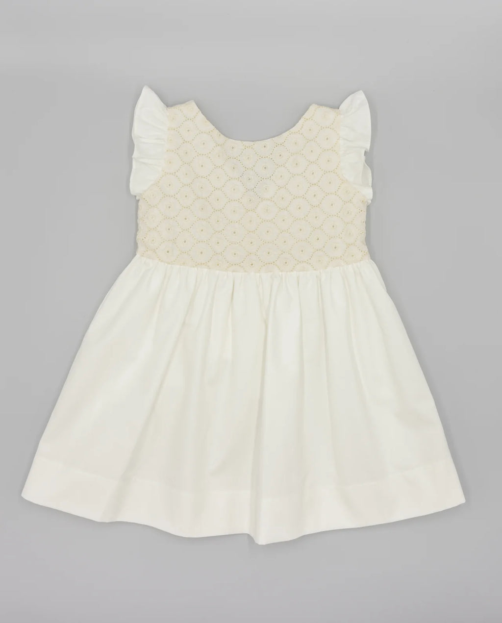 Vestido Bordado con cuerpo bordado y manga volante