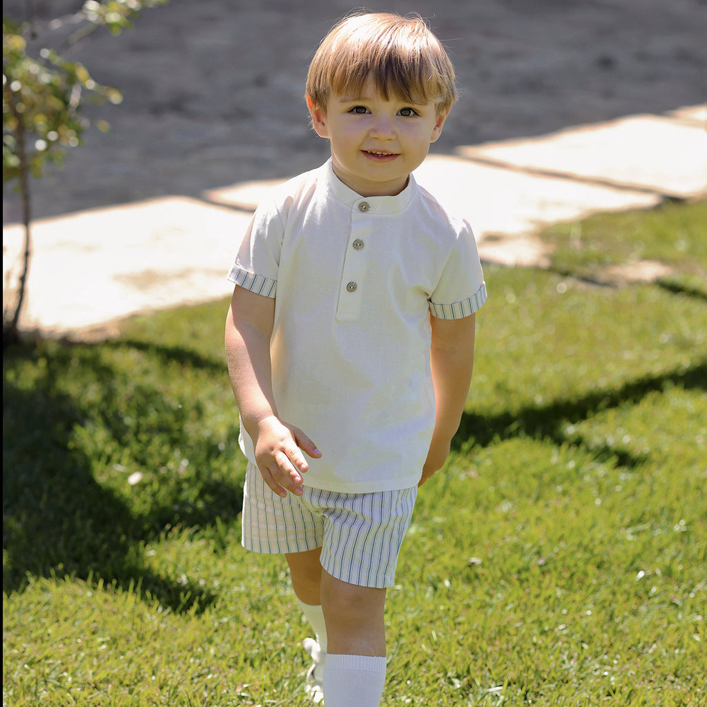 Conjunto niño rayas azules