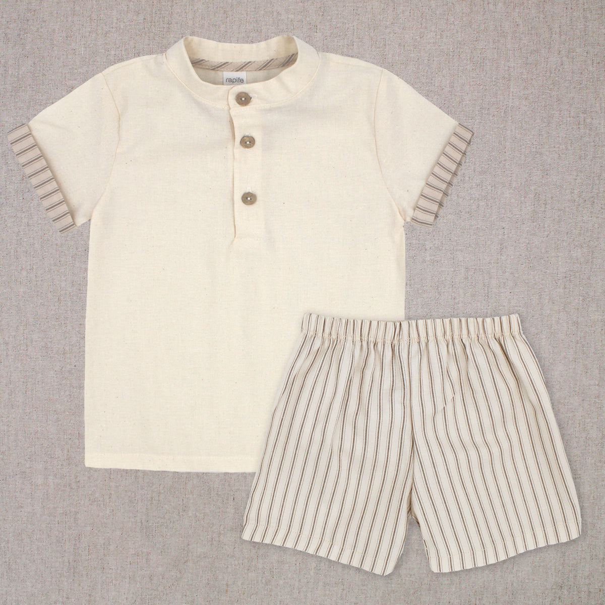 Conjunto niño rayas camel